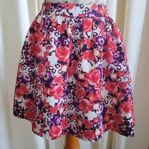 Express Vibrant Floral Mini Skirt in Red and Purple